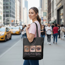 Bolsa Tote Black Pink Script Logo Photo Makeup Studio