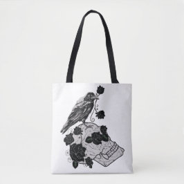 Bolsa Tote Black Raven e Skull Bag - Rosas