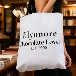 Bolsa Tote Black Script Name Established Chocolate Lover