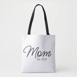 Bolsa Tote Black Script Typography Established Mom