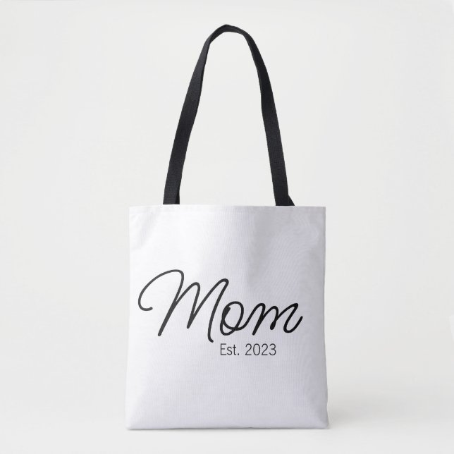Bolsa Tote Black Script Typography Established Mom (Frente)