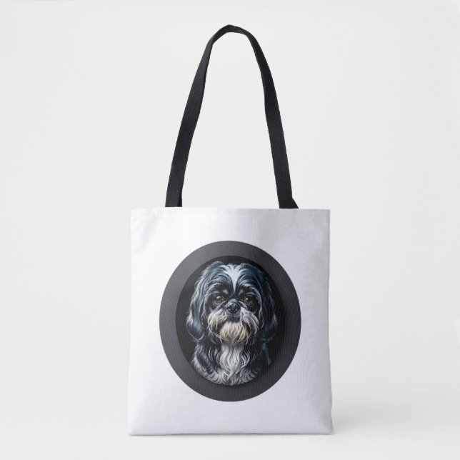 Bolsa Tote black shih tzu (Frente)