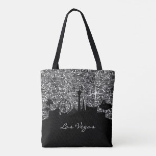 Bolsa Tote Black & Silver Confetti Glitter Las Vegas Skyline