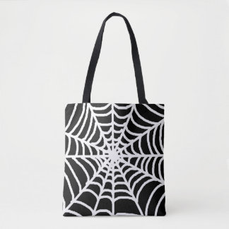Bolsa Tote Black Spider Cobweb Happy Halloween 