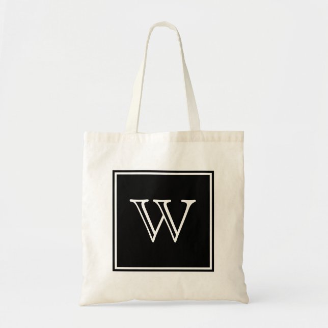 Bolsa Tote Black Square Monogram Tote Bag (Frente)