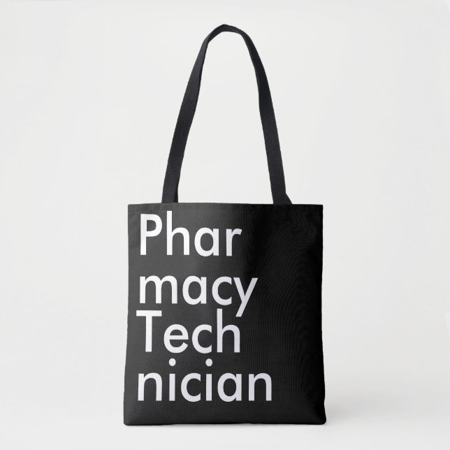 Bolsa Tote Black Square Pharmacy Technician elegant (Frente)