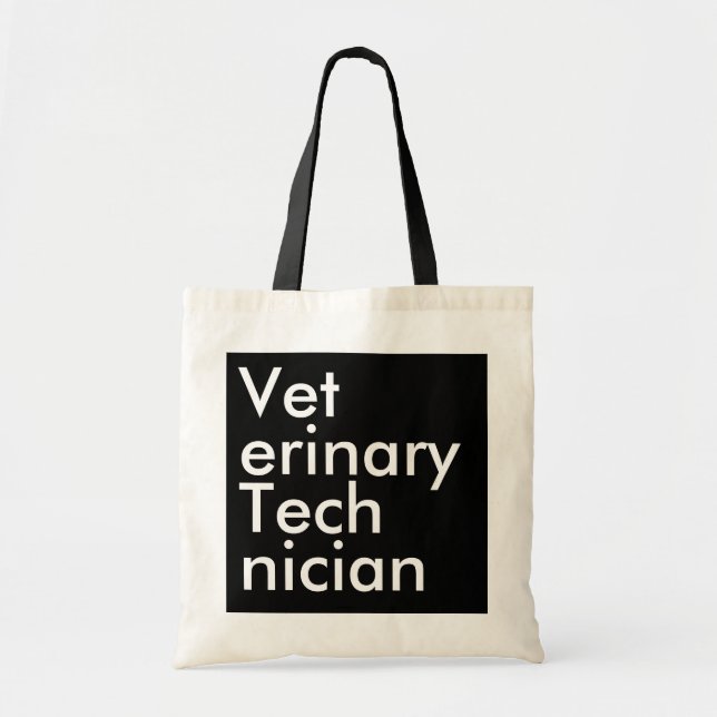 Bolsa Tote Black Square Veterinary Technician (Frente)