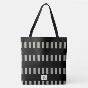 Bolsa Tote Black Stripes em qualquer monograma personalizado