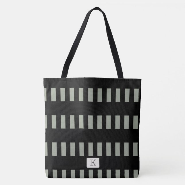 Bolsa Tote Black Stripes em qualquer monograma personalizado  (Frente)