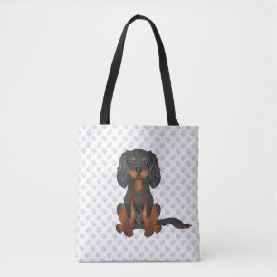 Bolsa Tote Black & Tan Cavalier King Charles Spaniel & Paws