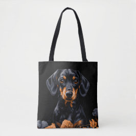 Bolsa Tote Black & Tan Dachshund