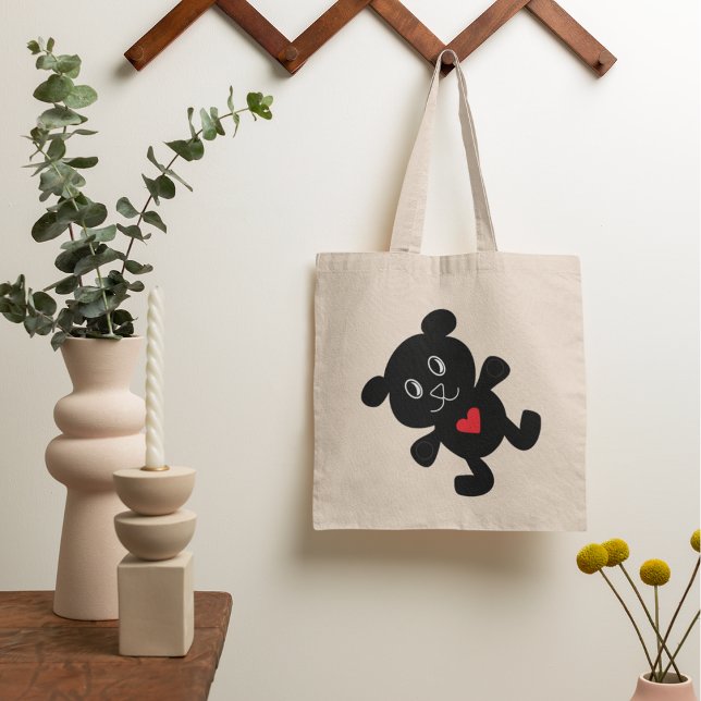 Bolsa Tote Black Teddy Bear Love (Criador carregado)