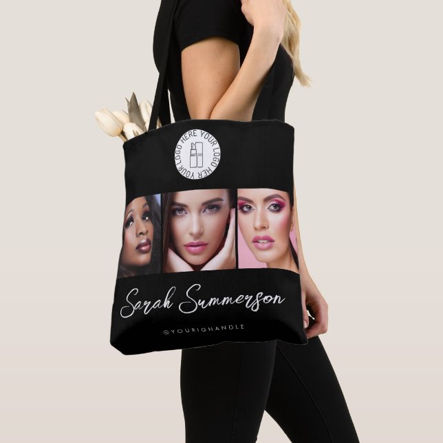 Bolsa Tote Black White Logo 3 Photo Makeup Studio (Close Up)