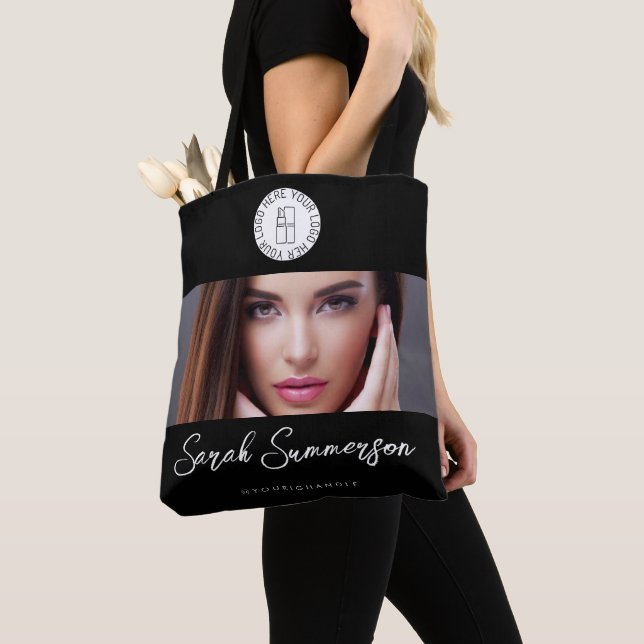 Bolsa Tote Black White Logo Photo Makeup Studio (Close Up)