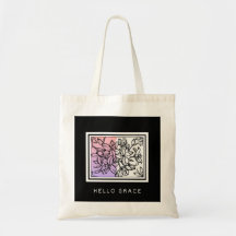 Black White Minimalist Hello Grace Tot Bag