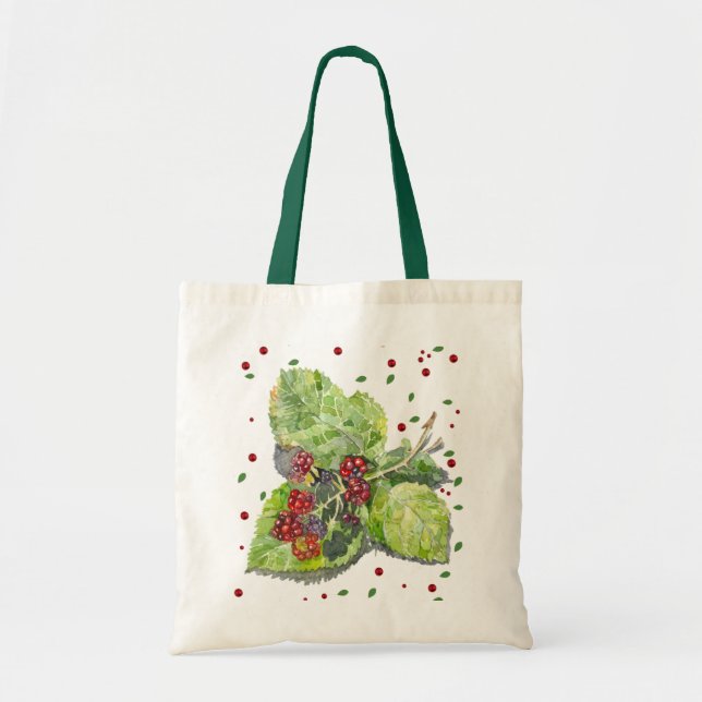 Bolsa Tote  BlackBerry verde e vermelho  (Frente)