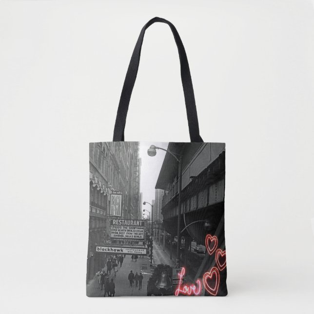 Bolsa Tote Blackhawk Restaurant Sinal Neon Love de Chicago de (Frente)