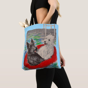 Bolsa Tote Blackie e Whitie em uma jangada