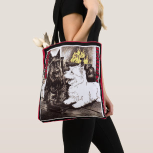 Bolsa Tote Blackie e Whitie perto do fogo