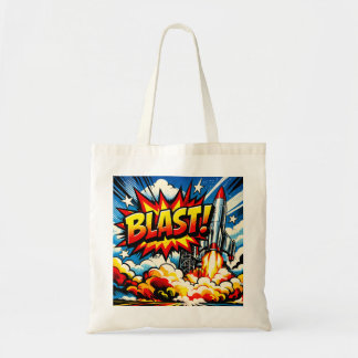 Bolsa Tote BLAST! Retro Pop Art Rocket Explosion