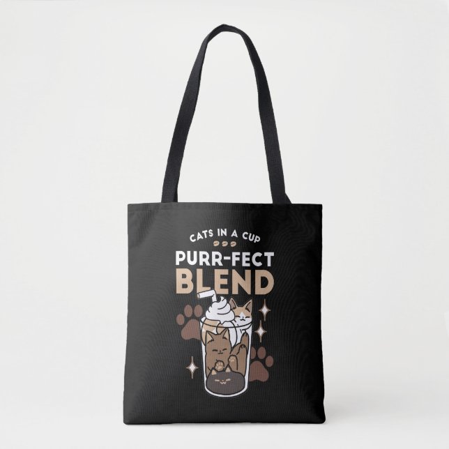 Bolsa Tote Blend Puro: Design de café para Cat & Café (Frente)