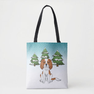 Bolsa Tote Blenheim Cavalier King Charles Spaniel Em Inverno