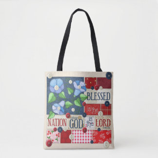 Bolsa Tote "Blessed é sacola da escritura da nação"