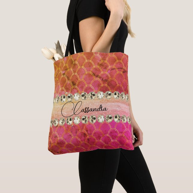 Bolsa Tote Bling Laranja-Rosa-Quente (Close Up)
