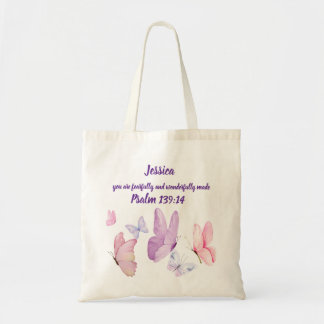 Bolsa Tote Blissful Butterfly Psalm 139:14 Tote Bag