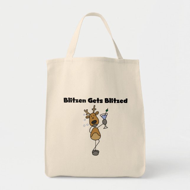 Bolsa Tote Blitzen recebe Camisetas e presentes de renas estr (Frente)