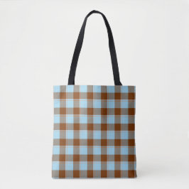 Bolsa Tote Blizzard Blue and Livid Brown Plaid