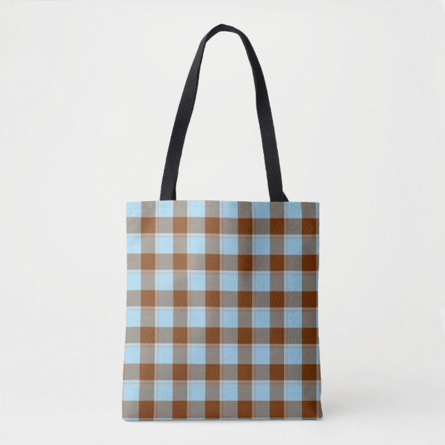 Bolsa Tote Blizzard Blue and Livid Brown Plaid (Frente)
