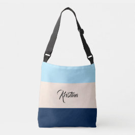 Bolsa Tote Bloco de cor azul claro bege e Marinho azul