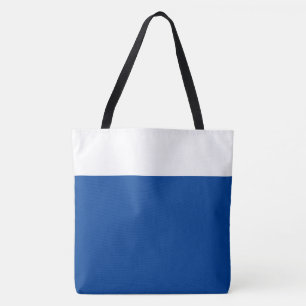 Bolsa Tote Bloco de Cor Azul Profundo Branco Profissional Mod