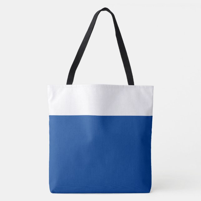 Bolsa Tote Bloco de Cor Azul Profundo Branco Profissional Mod (Frente)