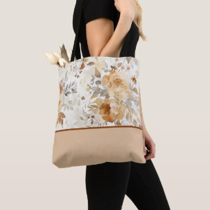 Bolsa Tote Bloco de Cor do Impressão Floral de Cozy Autumn
