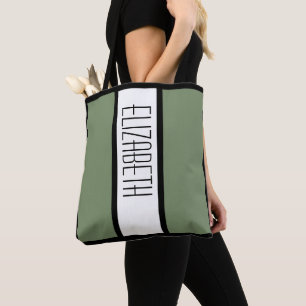 Bolsa Tote Bloco de Cor Minimalista Moderno Nome Personalizad