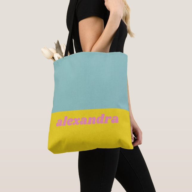 Bolsa Tote Bloco de Cor Pastel Brilhante Personalizado (Close Up)