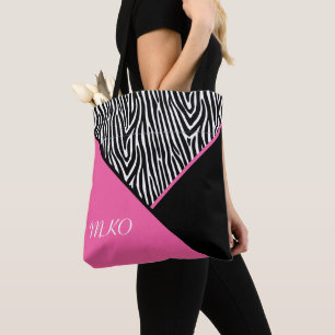 Bolsa Tote Bloco de cores com impressão zebra