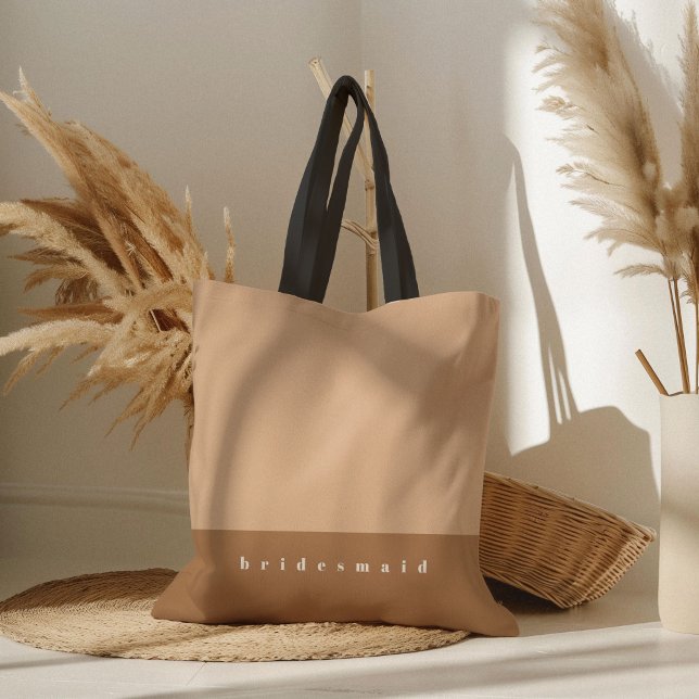 Bolsa Tote Bloco de Cores Lâmpadas Personalizado (Blush pink color block personalized bridesmaid tote bag.)