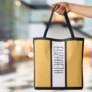 Bolsa Tote Bloco de Cores Moderno Monograma Personalizado Ama