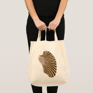 Bolsa Tote Bloco de Shell Scallop Impressão, Castanho e bege