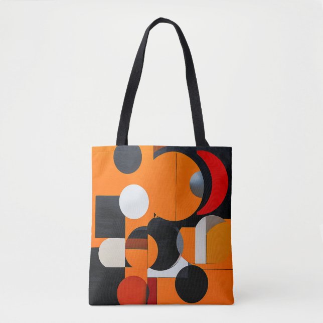 Bolsa Tote Blocos Abstratos Laranja Preto Para Carregamento D (Frente)