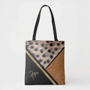 Bolsa Tote Blocos de Cor com Pintas de Guepardo