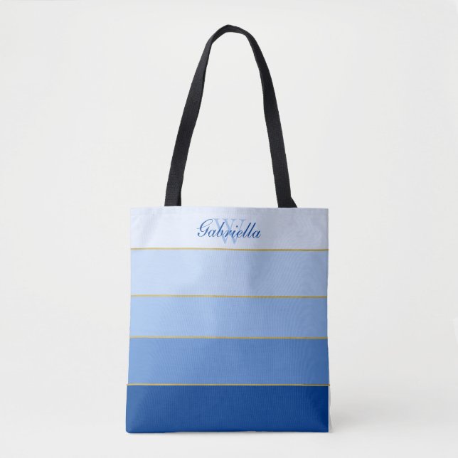 Bolsa Tote Blocos de Cores do Ombro Azul do Céu Personalizado (Frente)