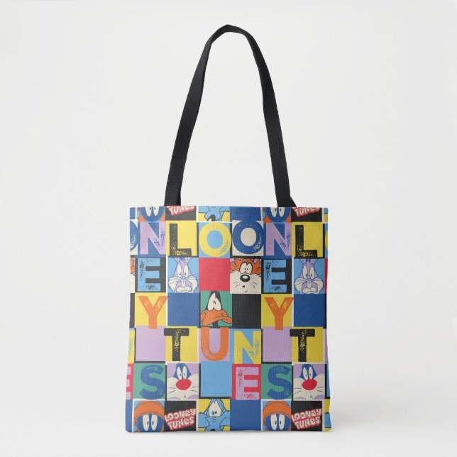 Bolsa Tote Blocos do Verificador de Caracteres LOONEY TUNES™ (Frente)