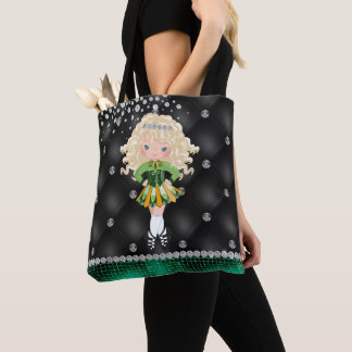 Bolsa Tote Blona irlandesa de dança personalizada verde, pret