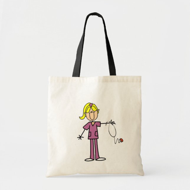 Bolsa Tote "Blond Female Stick" Figura T-shirts de Enfermeira (Frente)