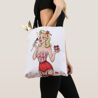 Bolsa Tote Blonde Retro Valentine Pin-Up Girl