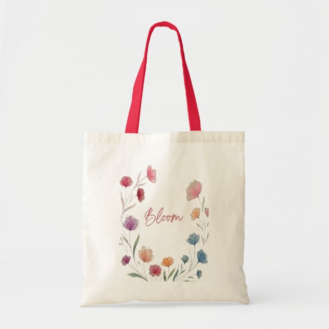 Bolsa Tote Bloom Floral Soft Pastel Botanical Aesthetic (Frente)